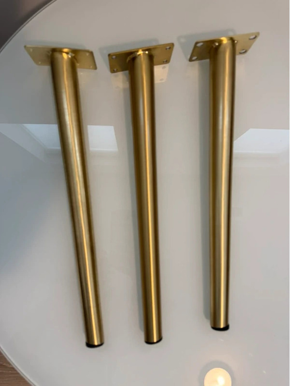 3 Brushed gold metal furniture legs